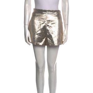 Maje Gold Silk Lame Mini-Shorts
